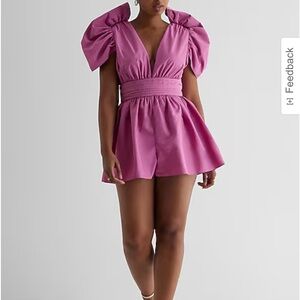 Purple express deep v neck romper
